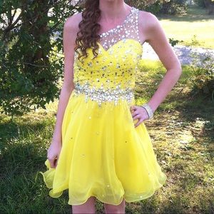 yellow sequin formal prom dress
